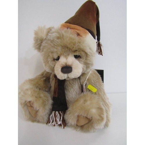 523 - PLUSH CHARLIE BEARS, Poncho CB212126A bear, also Anniversary Santa Paws, CB202076