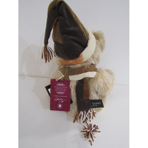 523 - PLUSH CHARLIE BEARS, Poncho CB212126A bear, also Anniversary Santa Paws, CB202076