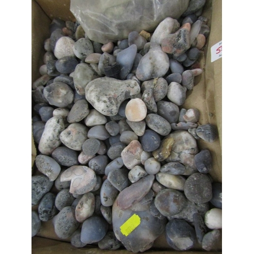 525 - MINERALS, 3 boxes of various uncut minerals and stones, including quartz and granite