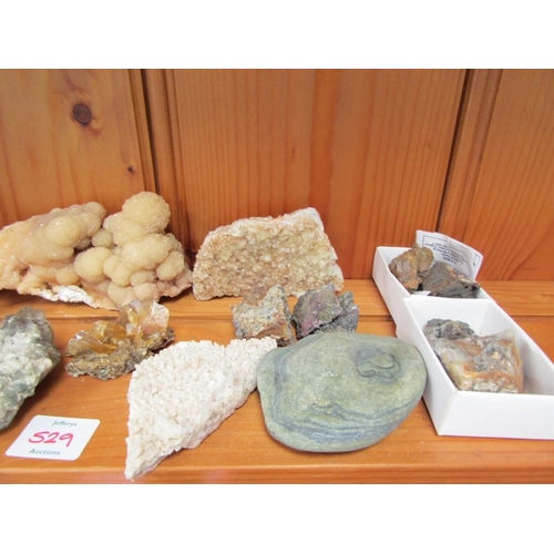 529 - MINERALS, various minerals including fluorite and pyromorphite, etc