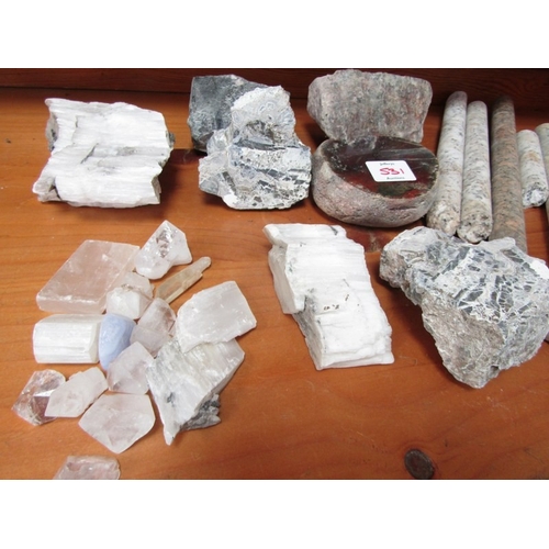 531 - STONE/MINERALS, various uncut stone minerals and diamond drill cores from Cornwall