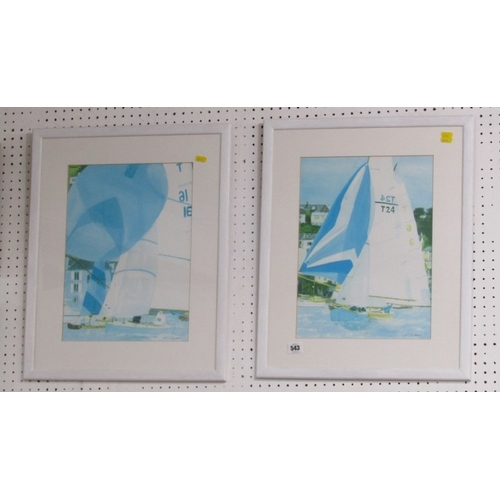 543 - WITHDRAWN WITHDRAWN
RACING YACHTS, pair of signed, framed prints of racing yachts, by Jan Stokes