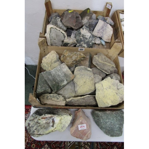 552 - MINERALS, 2 boxes of various rough cut stones and minerals