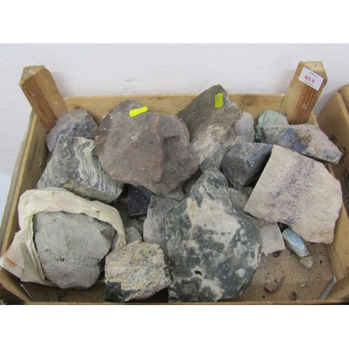 552 - MINERALS, 2 boxes of various rough cut stones and minerals