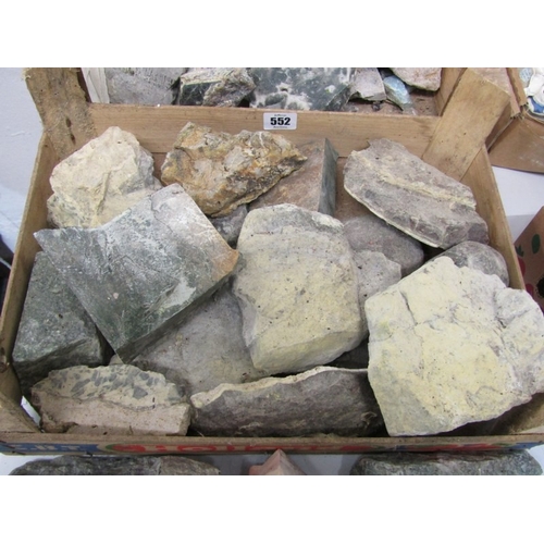 552 - MINERALS, 2 boxes of various rough cut stones and minerals