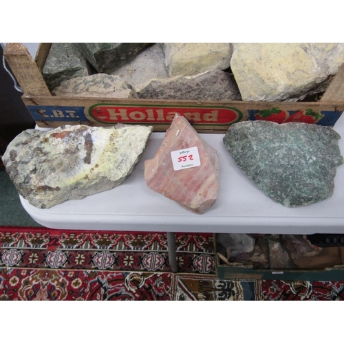 552 - MINERALS, 2 boxes of various rough cut stones and minerals