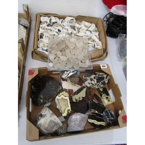 554 - POLISHED MINERAL SAMPLES, box of polished mineral samples, including serpentine, together with a box... 