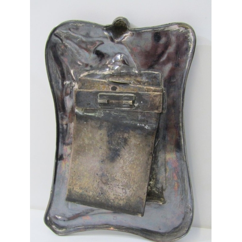 560 - PHOTO FRAMES, a small photo frame with silver mount, together with a brass framed example and an Art... 