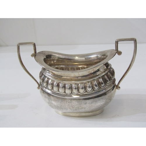 561 - SILVER TEA SET, 3 piece silver tea set; tea pot, sugar bowl and cream jug, Chester HM, 594 grams (in... 