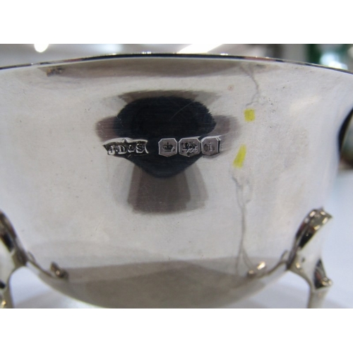 567A - SILVER COMPORT with pierced decoration, Birmingham HM, also a silver sugar bowl on 3 hoof feet, make... 