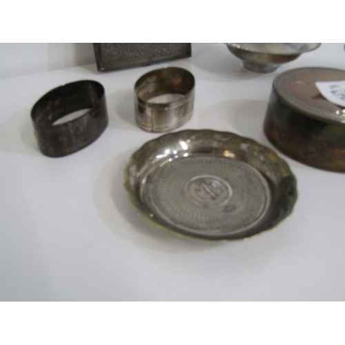 570 - A PAIR OF SILVER HM NAPKIN RINGS, together with other silver marked bowls and pot, plus a Siam decor... 