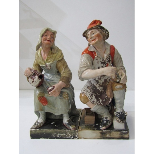 6 - VICTORIAN STAFFORDSHIRE, pair of early square base figures 