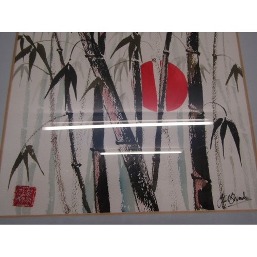 615 - JAPANESE PRINT, Japanese silk screen print, indistinctly signed, 