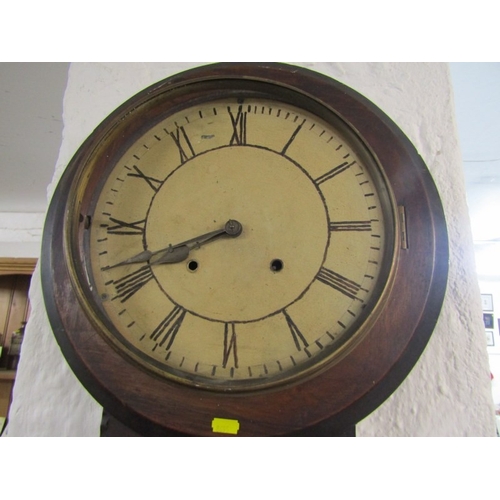 625 - 19th CENTURY DROP DIAL CLOCK in a stained beech case