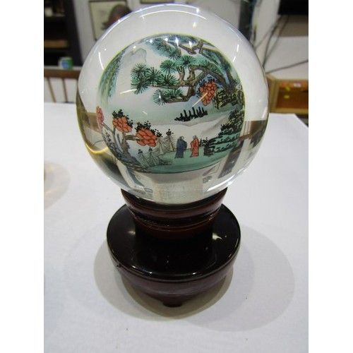 425 - GLASS PAPERWEIGHTS, apple design bubble paperweight, other bubble paperweights, 2 Caithness glass pa... 