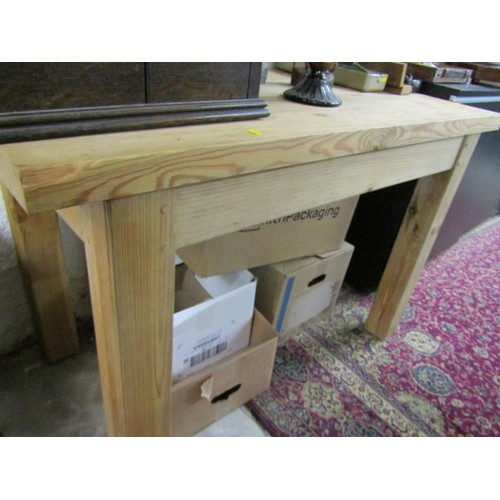 602 - PINE KITCHEN TABLE, a vintage pine kitchen table, 117cm length 61cm width