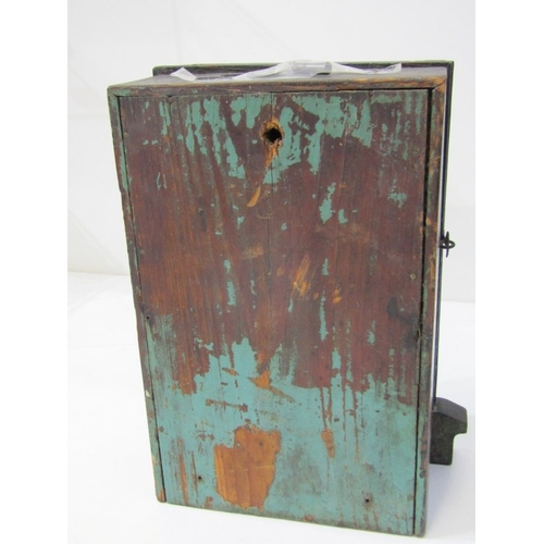 756 - 19th CENTURY MANTEL CLOCK, in a stained pine case
