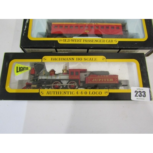 233 - BACHMANN HO SERIES, American 4-4-0 locomotive Central Pacific no 0670, Old time combine Central Paci... 
