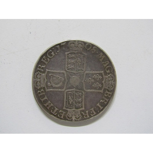 51 - 1708 Queen Anne silver crown, Anno Regni Septimo, plain angles.