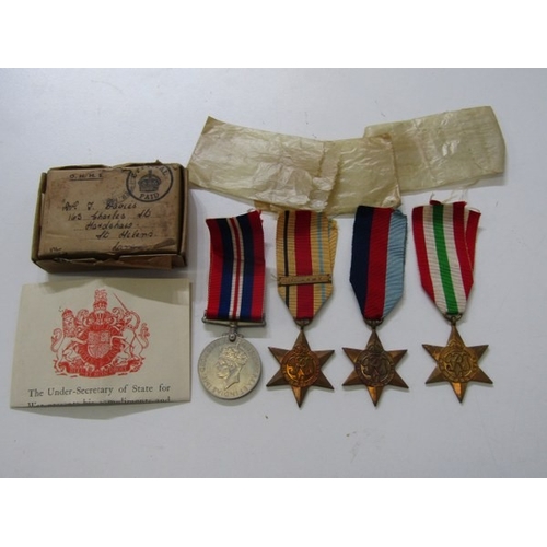 516 - WWII MEDAL GROUP, WWII group of 4 medals, War medal, Italy Star, 39/45 Star and Africa Star, with Fi... 