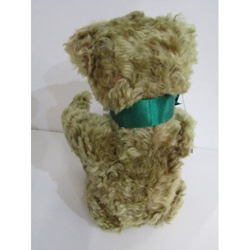 STEIFF TEDDY BEAR, Golden plush Steiff teddy bear with green ribbon ...