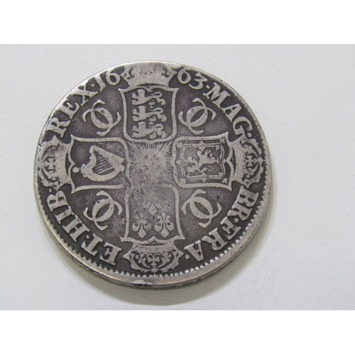 55 - 1663 Charles II silver crown, anno regni XV. 