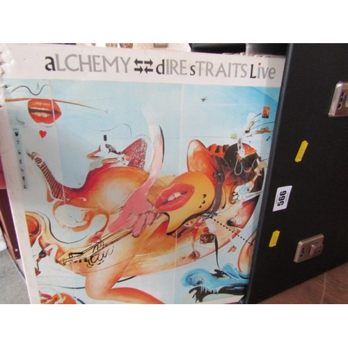 566 - VINTAGE VINYL LP RECORDS, black record case containing approx 30 LP records; Dire Straits live, Proc... 