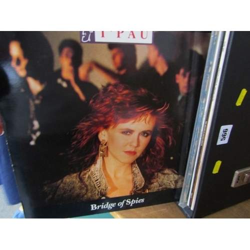 566 - VINTAGE VINYL LP RECORDS, black record case containing approx 30 LP records; Dire Straits live, Proc... 