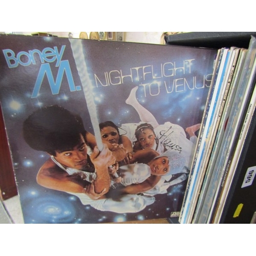 566 - VINTAGE VINYL LP RECORDS, black record case containing approx 30 LP records; Dire Straits live, Proc... 