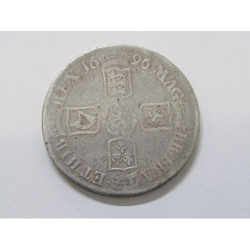 57 - 1696 William III silver crown, anno regni octavo.