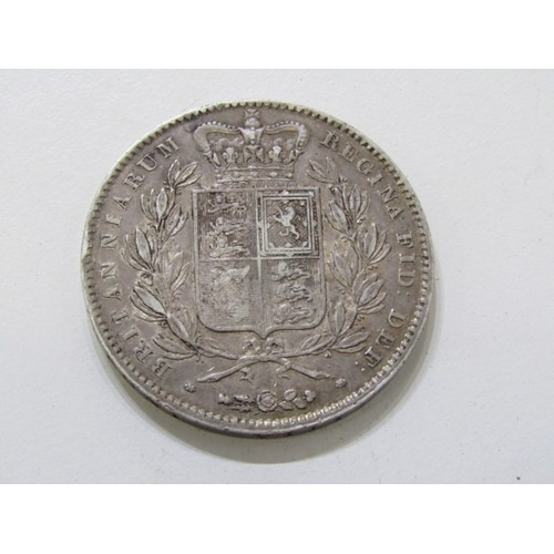 58 - 1845 Victoria silver crown, cinquefoil stops on edge, anno regni VIII, in higher grade.  