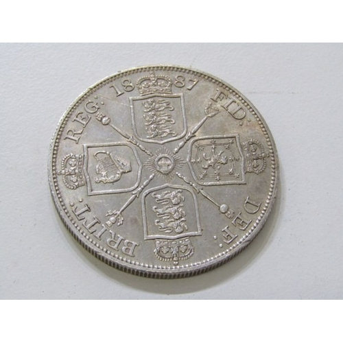 60 - 1887 Victoria Jubilee silver double florin, Arabic 1 in date in high grade.