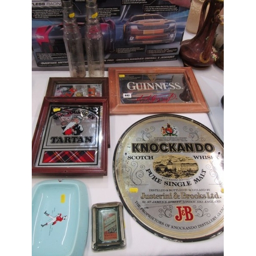 642 - BREWERIANA, 4 various brewery mirrors including Knockando Whisky, together with 2 glass oil bottles ... 