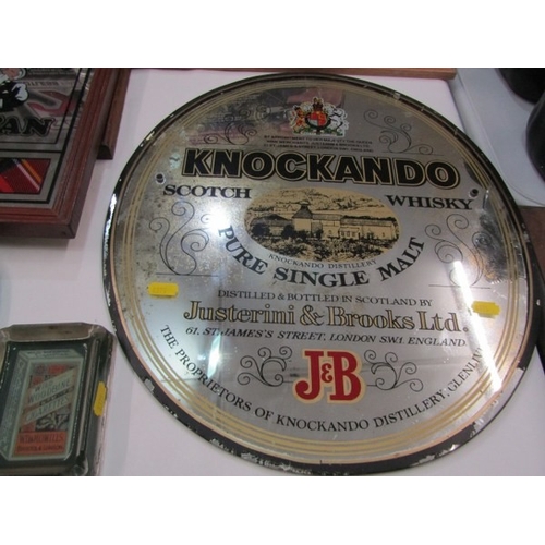 642 - BREWERIANA, 4 various brewery mirrors including Knockando Whisky, together with 2 glass oil bottles ... 