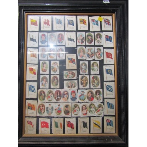 646 - FRAMED SILKS, selection of Edwardian framed silk cigarette cards in a contemporary frame, height 80c... 