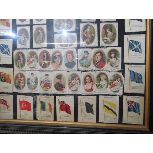 646 - FRAMED SILKS, selection of Edwardian framed silk cigarette cards in a contemporary frame, height 80c... 