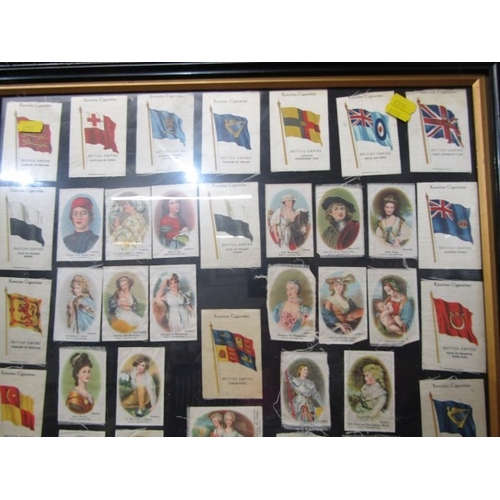 646 - FRAMED SILKS, selection of Edwardian framed silk cigarette cards in a contemporary frame, height 80c... 