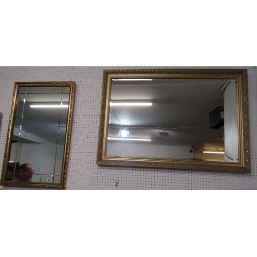 667 - WALL MIRRORS, 2 large gilt framed wall mirrors, the largest 103cm wide