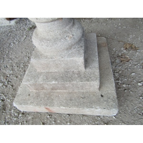 677 - SUN DIAL, brass sun dial on a baluster column support and square form base, 72cm height