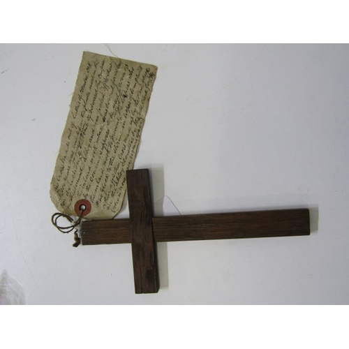 700 - BRASS NUTCRACKERS, a pair of novelty brass Pierot nutcrackers, an early wooden cross, with old label... 