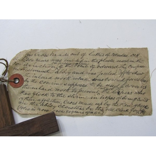 700 - BRASS NUTCRACKERS, a pair of novelty brass Pierot nutcrackers, an early wooden cross, with old label... 