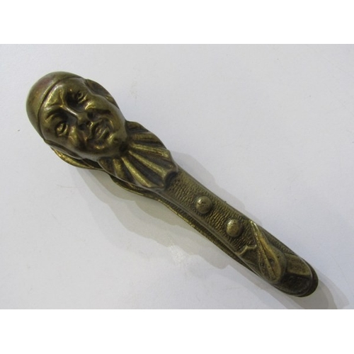 700 - BRASS NUTCRACKERS, a pair of novelty brass Pierot nutcrackers, an early wooden cross, with old label... 