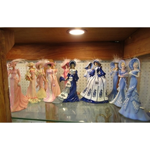 741 - LADY FIGURINES, 6 moulded figurines 