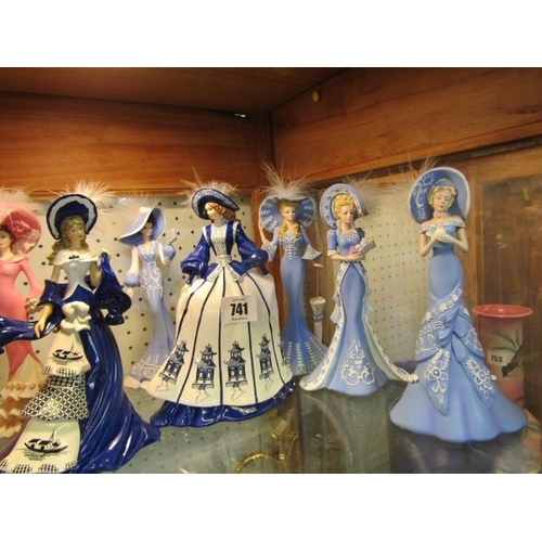 741 - LADY FIGURINES, 6 moulded figurines 