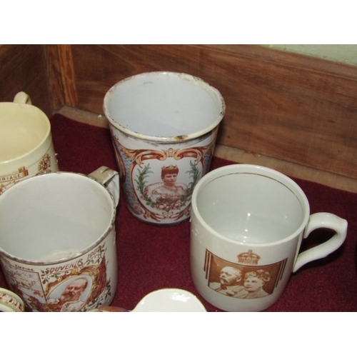 752 - COMMEMORATIVE WARE, a Jackfield pottery, Queen Victoria commemorative jug, together with various oth... 