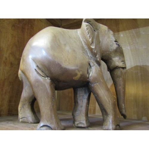 755 - WOODEN ELEPHANT, wooden elephant, 23cm height, together with a wooden hippo