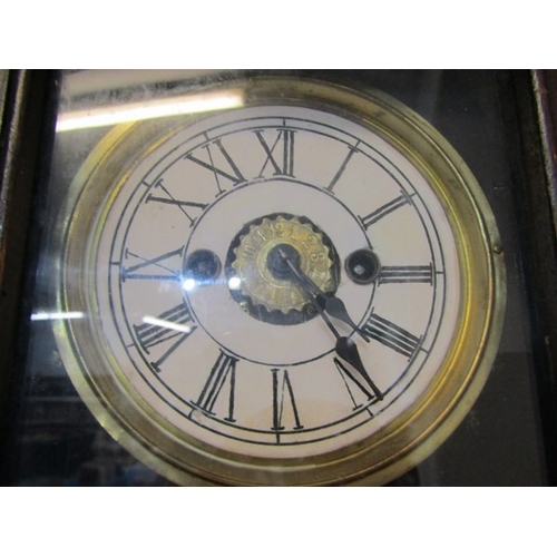 756 - 19th CENTURY MANTEL CLOCK, in a stained pine case