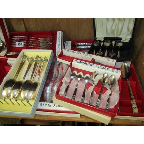 758 - COMMUNITY PLATE, large quantity of boxed Community plate cutlery, including fork sets, knife sets an... 