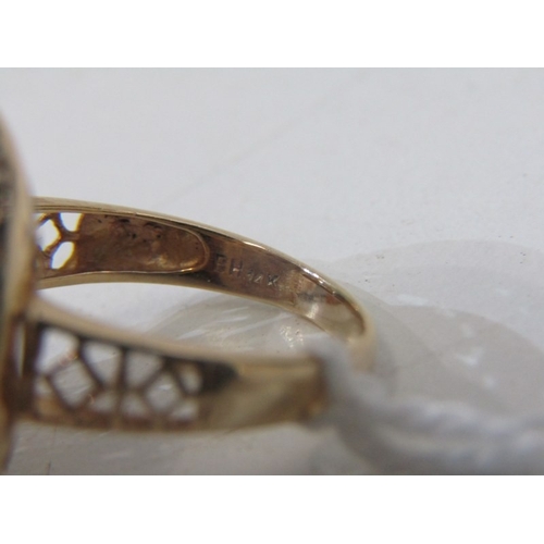 51 - SMOKY QUARTZ RING, 14ct yellow gold ring set an oval smoky quartz in 3 halos of diamonds with a 22mm... 