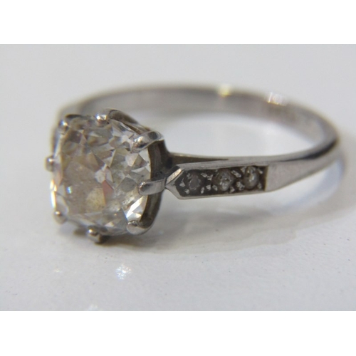 50 - QUALITY SOLITAIRE DIAMOND RING, a platinum ring set with a solitaire cushion cut diamond of approxim... 